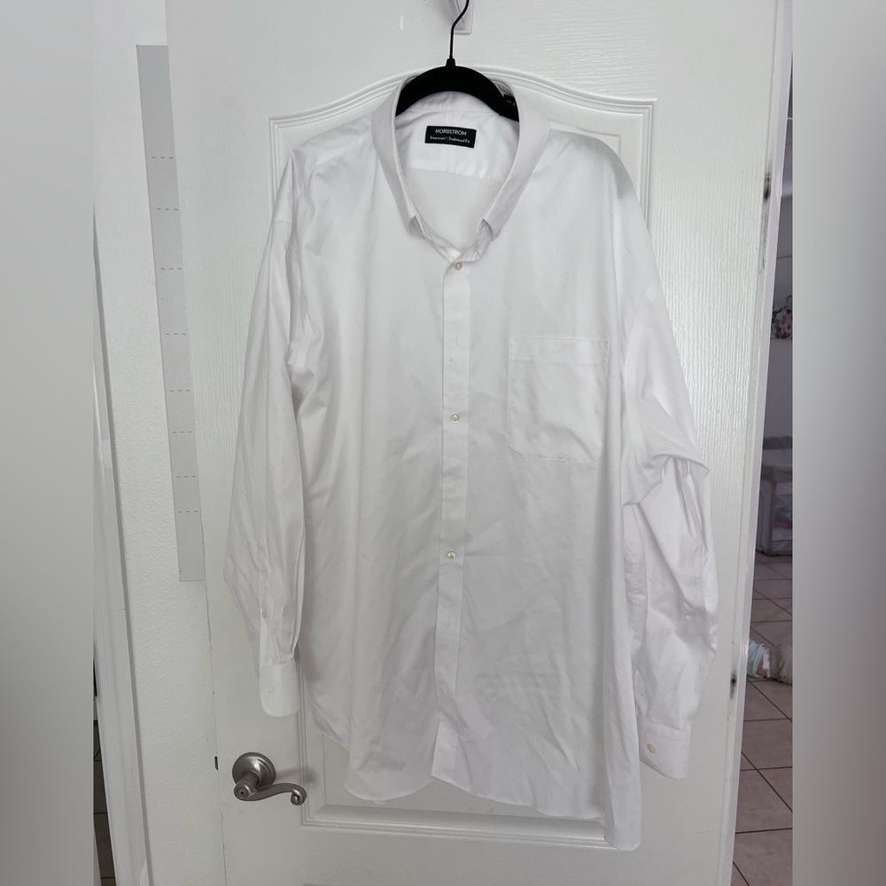 Nordstrom White Traditional Fit Dress Shirt SZ 19